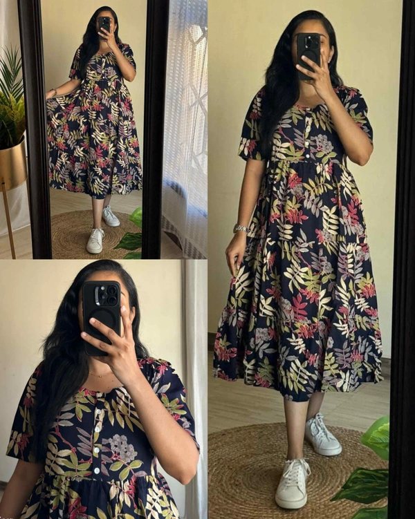 Beautiful Jaipur print Rayon Middy Gown - L
