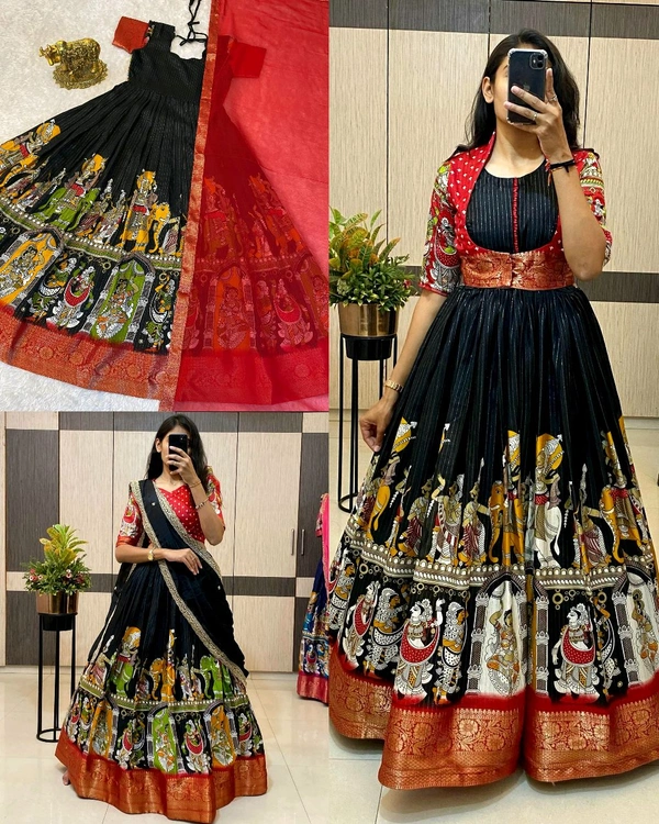 Trendy Gown with koti , Lehenga ( SEPERATE ORDER ) - Pigment Indigo Coat Model, M