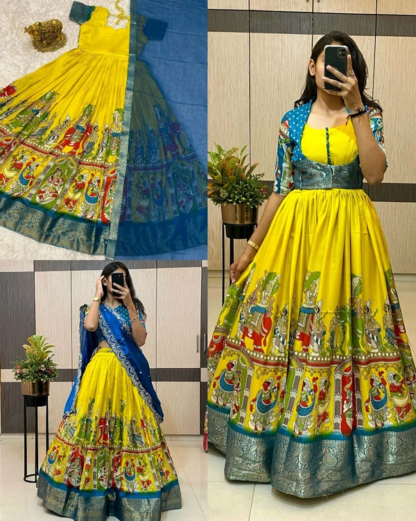 Trendy Gown with koti , Lehenga ( SEPERATE ORDER ) - Yellow Lehenga, 3XL