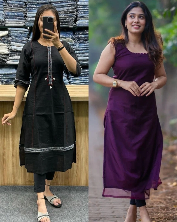 Premium cotton Summer Kurti - Blue, L