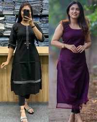 Premium cotton Summer Kurti - Purple, L