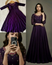 Launching South super hit Handwork Gown - Gold, XXS