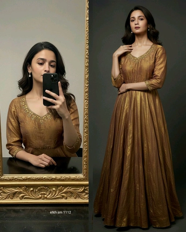 Launching South super hit Handwork Gown - Gold, 3XL