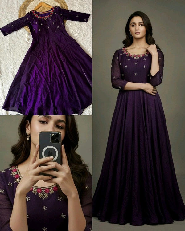 Launching South super hit Handwork Gown - Cherry Pie, XS