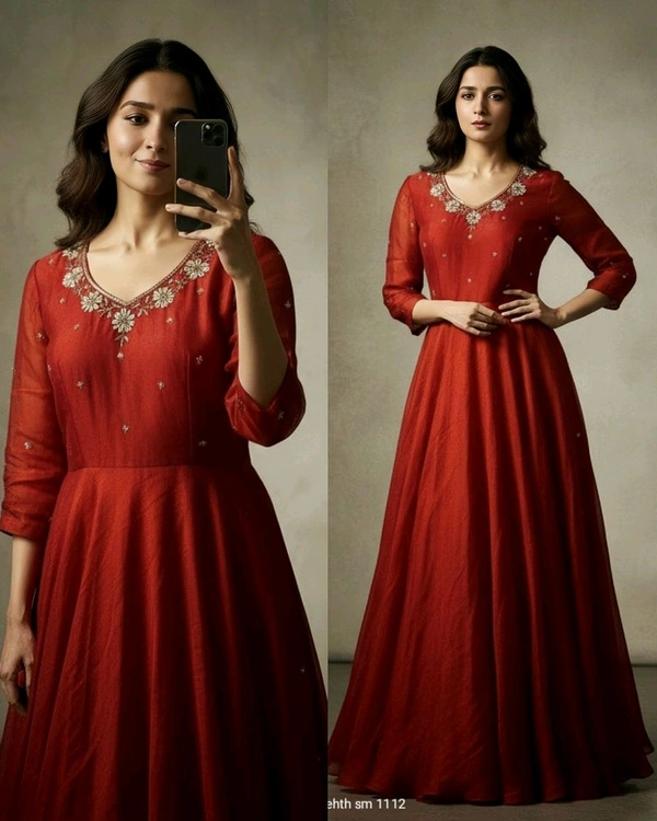 Launching South super hit Handwork Gown - Guardsman Red, L