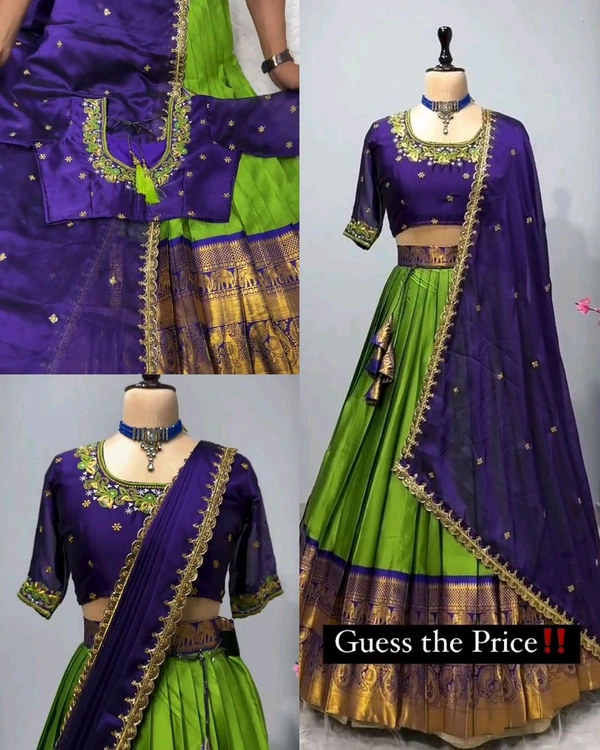 Ready to Wear Premium Quality Pure Kanjivaram silk full stiched Lehenga - L