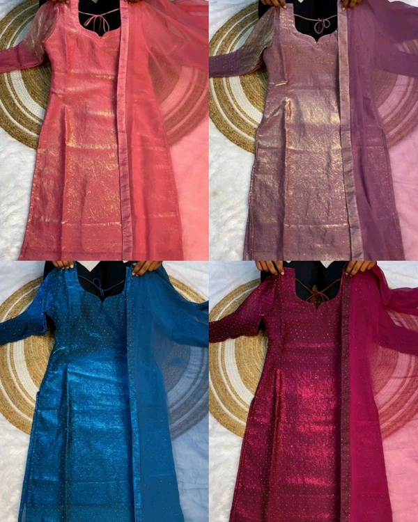 This kurti made with premium soft space silk with diamond work and matching soft georgette dupatta with 4 side lace broder
- Bouquet, XL