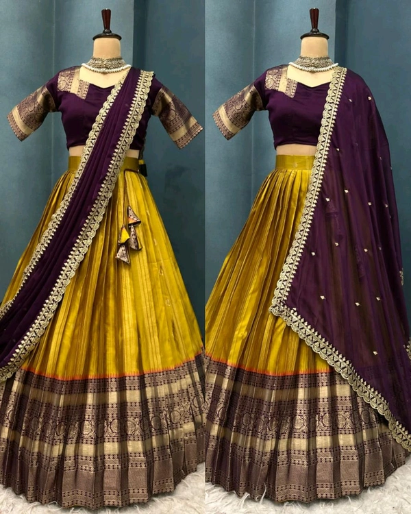 Ready to Wear Premium Quality Pure Kanjivaram silk full stiched Lehenga - S