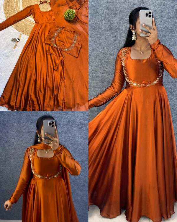 Wear in 3ways Gown+Handwork overcoat +Dupatta - Oregon, 3XL