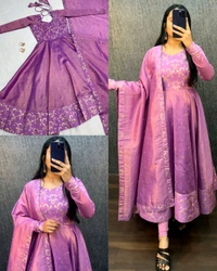 Launching beautiful full sleeve premium ORIGINAL BANARASI TISSU TWO TONE WITH EMBROIDERY WITH 3mm SEQUENCE THREAD WORK and beautyfull Banarasi bordor ๐ - Grenadier, S
