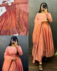 Launching beautiful full sleeve premium ORIGINAL BANARASI TISSU TWO TONE WITH EMBROIDERY WITH 3mm SEQUENCE THREAD WORK and beautyfull Banarasi bordor ๐ - Grenadier, S