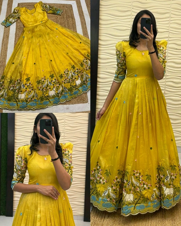 PONGAL SPECIAL GOWN COLLECTION - Yellow, M