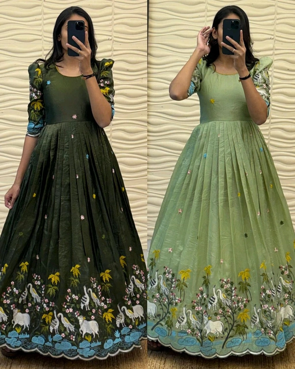 PONGAL SPECIAL GOWN COLLECTION - Lite Green, M