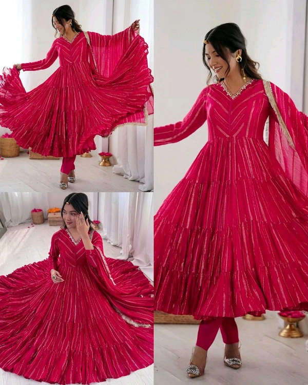 Trendy Women’s Ethnic Wear Ruffle Gown With pant & Dupatta - Mandy, M