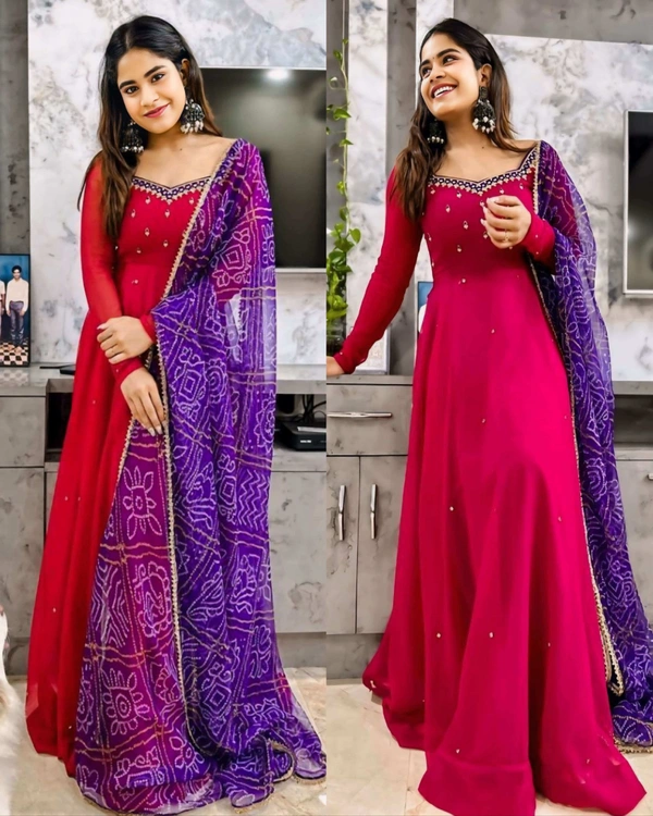 Uniquely Embriodry designed with full sleeves And Full Cut Dupatta . It is giving perfect stylish look for this season - Pink, M