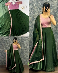 New Festivel Launch Gown with Dupatta - S, Fuchsia Pink