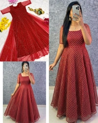 New Launching silver embroidered coding work frock’s to make you priencess look even more cute and pretty
- L, Wine