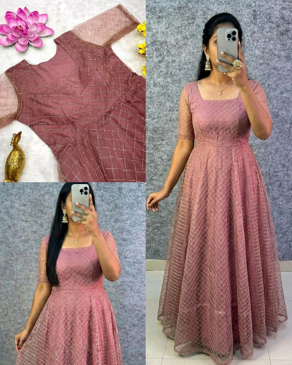 New Launching silver embroidered coding work frock’s to make you priencess look even more cute and pretty
- XL, Old Rose