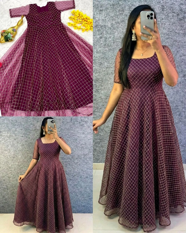 New Launching silver embroidered coding work frock’s to make you priencess look even more cute and pretty
- 2XL, Wine