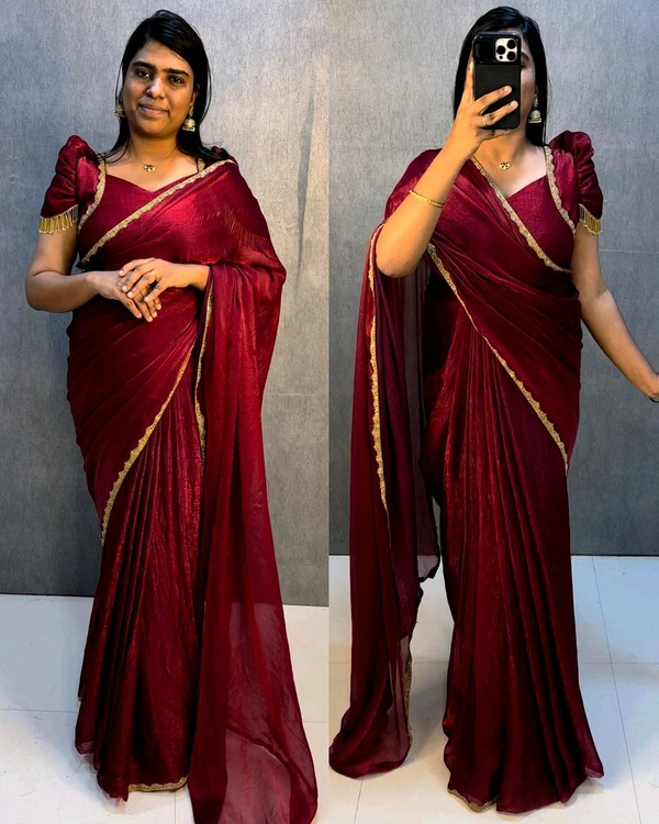 30 Secounds Ready made Gown Saree
- L, Yukon Gold