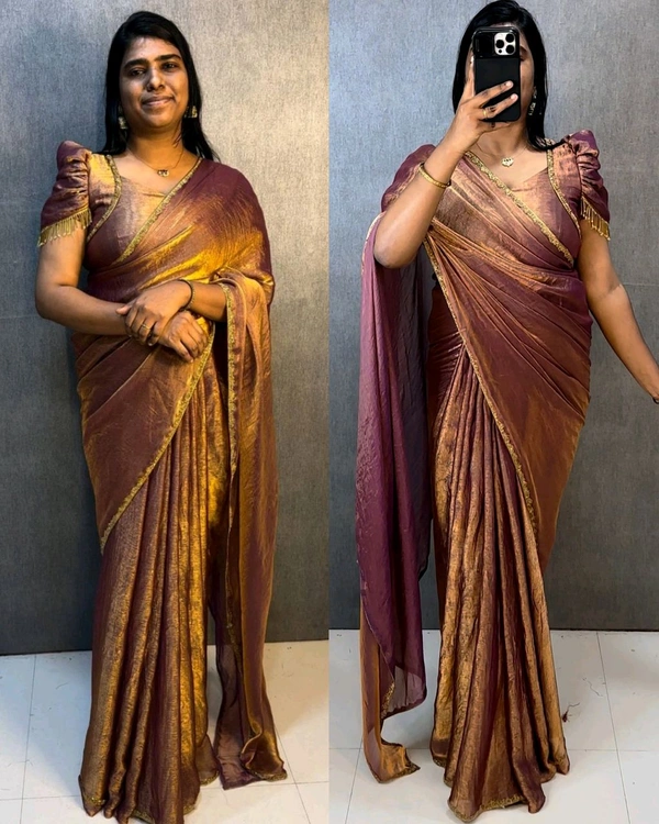 30 Secounds Ready made Gown Saree
- 4XL, Turkish Rose