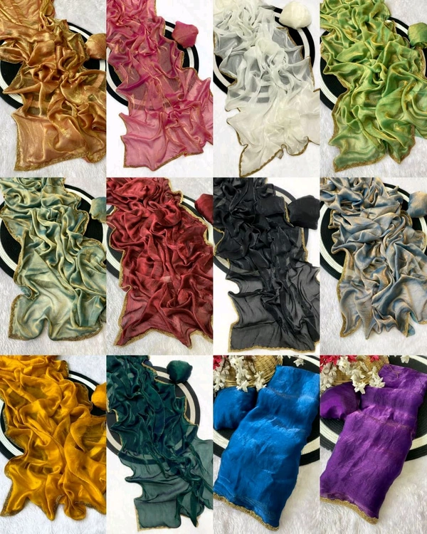 Rich fendy chiffon soft Fabric alpha with beads hand work rich border work
- Gray