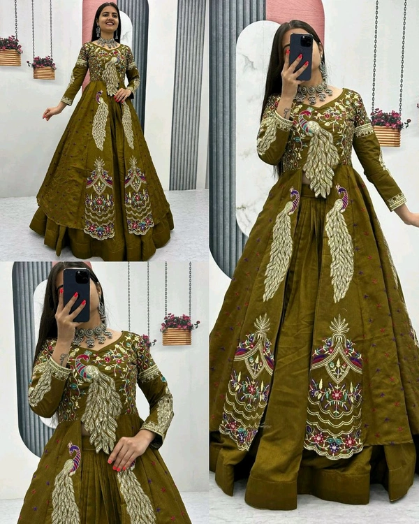 Launching Trendy Peacock Design Festival Special Crop Top with Shrug - M, Cherry Pie