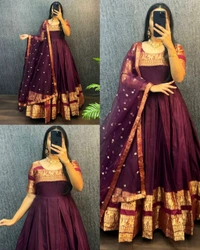 Upcoimng New Tradational Festivel Launch Gown With Dupatta
- L, Green