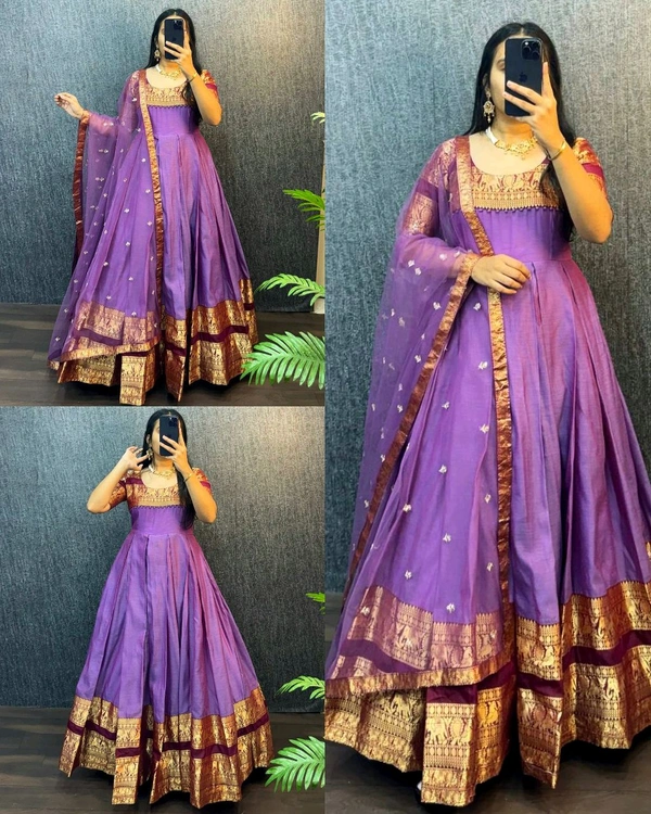 Upcoimng New Tradational Festivel Launch Gown With Dupatta
- XL, Tan