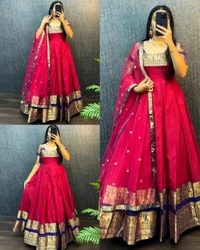 Upcoimng New Tradational Festivel Launch Gown With Dupatta
- 3XL, Green