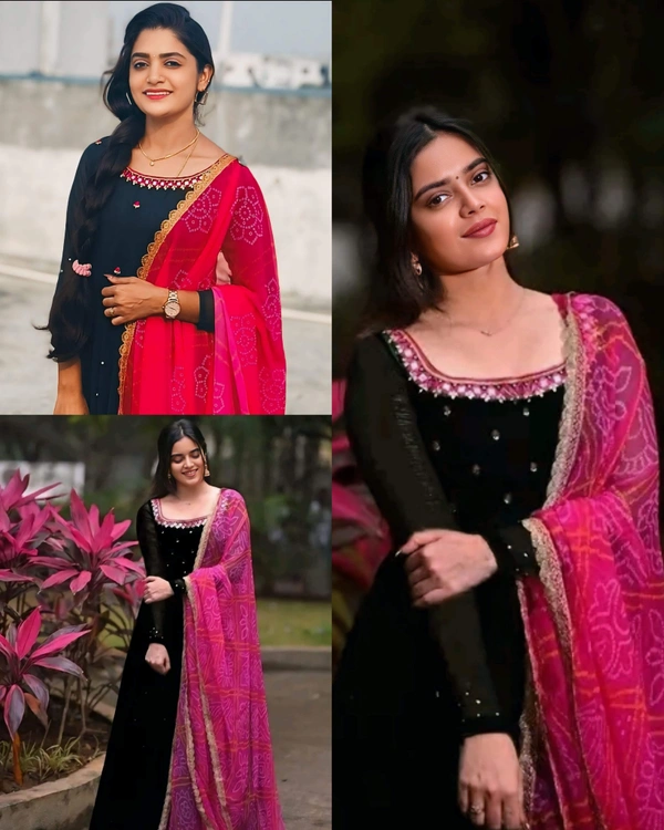 Uniquely Embriodry designed with full sleeves And Full Cut Dupatta . It is giving perfect stylish look for this season - Black, L