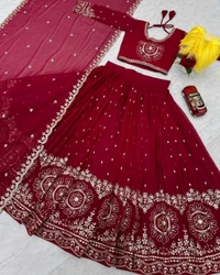 Grand Wedding Embroidered Lehenga Choli - M, Lilac