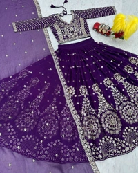 Grand Wedding Embroidered Lehenga Choli - M, Old Rose