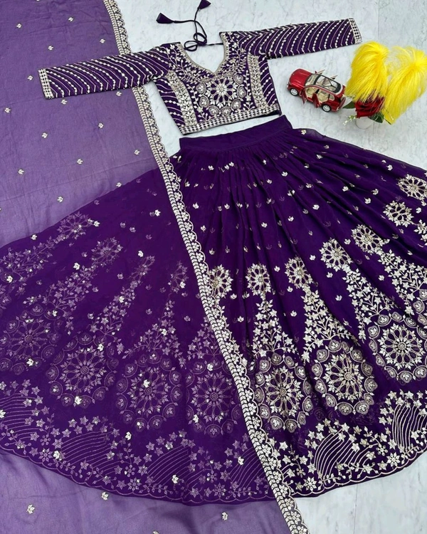 Grand Wedding Embroidered Lehenga Choli - M, Old Rose