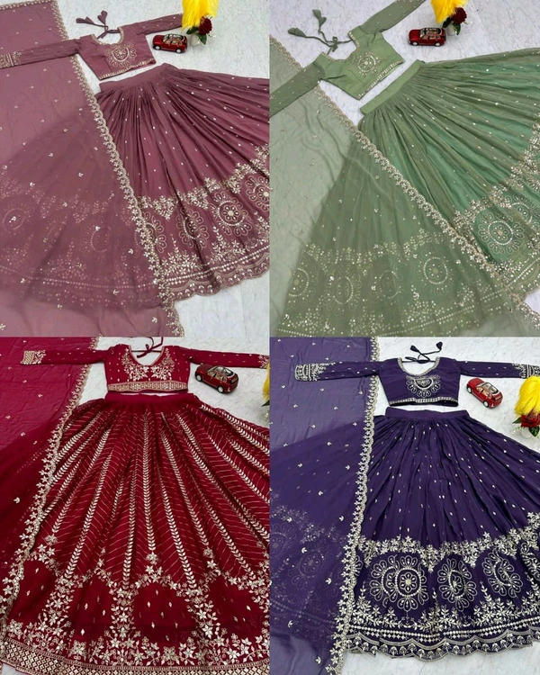 Grand Wedding Embroidered Lehenga Choli - XL, Kingfisher Daisy