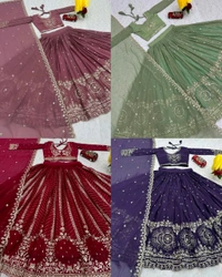 Grand Wedding Embroidered Lehenga Choli - XL, Maroon