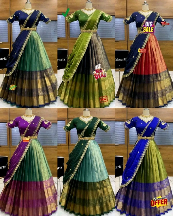 South Indian Style Half Saree - 3rd Red