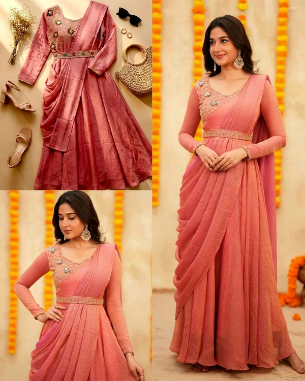 A key design element is the attached Pallu-style drape ✨ - XL