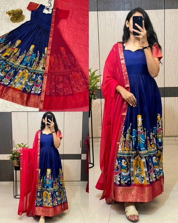 Super trendy reko zari dola silk long gown with georgette dupatta