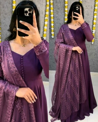 Trendy Launching This Beautiful Gown with attractive Dupatta
- 2XL, Red