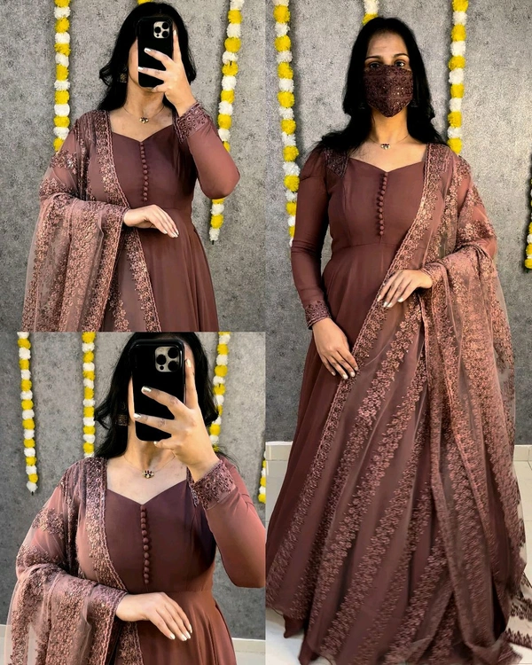 Trendy Launching This Beautiful Gown with attractive Dupatta
- 3XL, Red