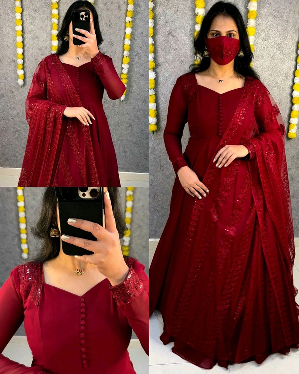 Trendy Launching This Beautiful Gown with attractive Dupatta
- 5XL, Red
