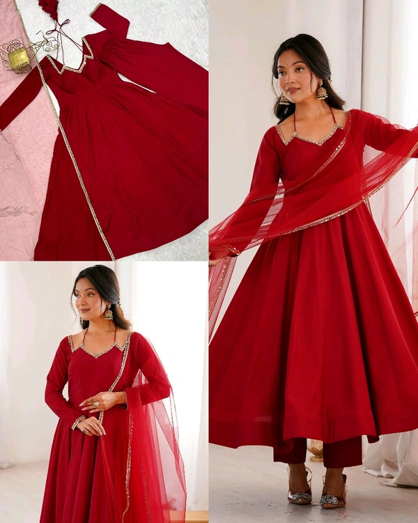 Trendy Beautiful Anarkalis Full Set - M, Red