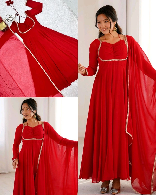 Trendy Beautiful Anarkalis Full Set - XL, Red