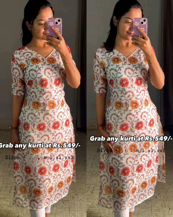 TRENDING  SUMMER COLLECTION NEW LAUNCHING KURTI - White, XL