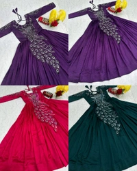 Trendy Bird Design Launching Embroidered Gown - 2XL, Teal