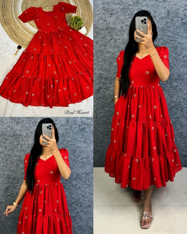 Launching valentine's days special Heart midi gown❤️ - XL, Red