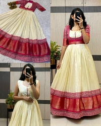 Super hit long gown with koti - XL, Red