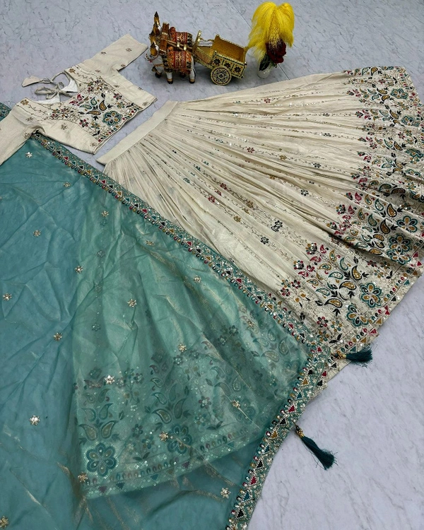 Launching Wedding wear Lehenga Choli With Cancan
- XL, Sky Blue