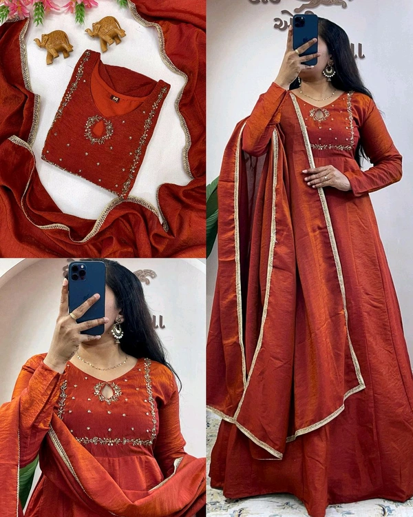 Beautiful Designer Ethnic Gown With Dupatta - L, Totem Pole